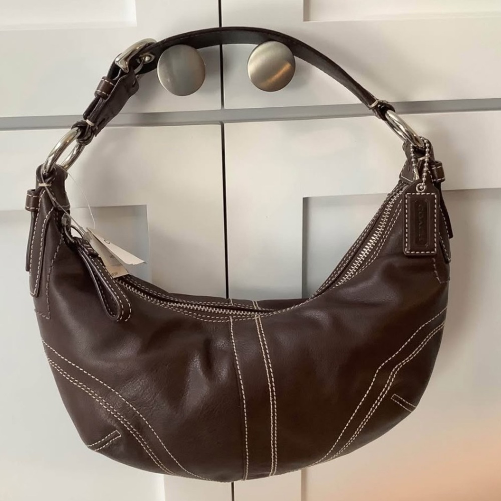 Brown leather Coach hobo bag